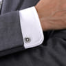 Enamel - Sterling Silver Square Cufflinks With Black Enamel