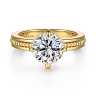 Eniko - 14K Yellow Gold Compass Prong Round Diamond Engagement Ring