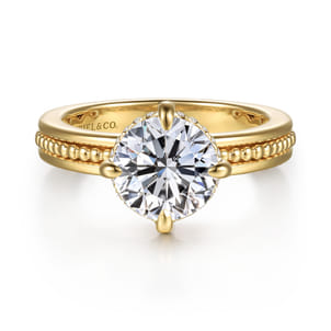 Eniko - 14K Yellow Gold Compass Prong Round Diamond Engagement Ring