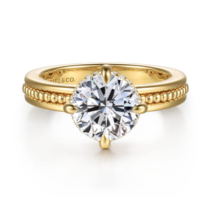 Eniko - 14K Yellow Gold Compass Prong Round Diamond Engagement Ring