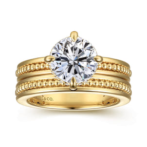 Eniko - 14K Yellow Gold Compass Prong Round Diamond Engagement Ring