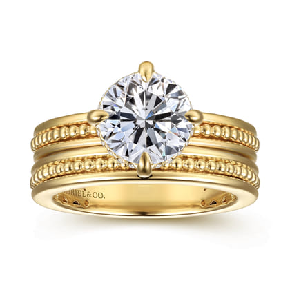 Eniko - 14K Yellow Gold Compass Prong Round Diamond Engagement Ring