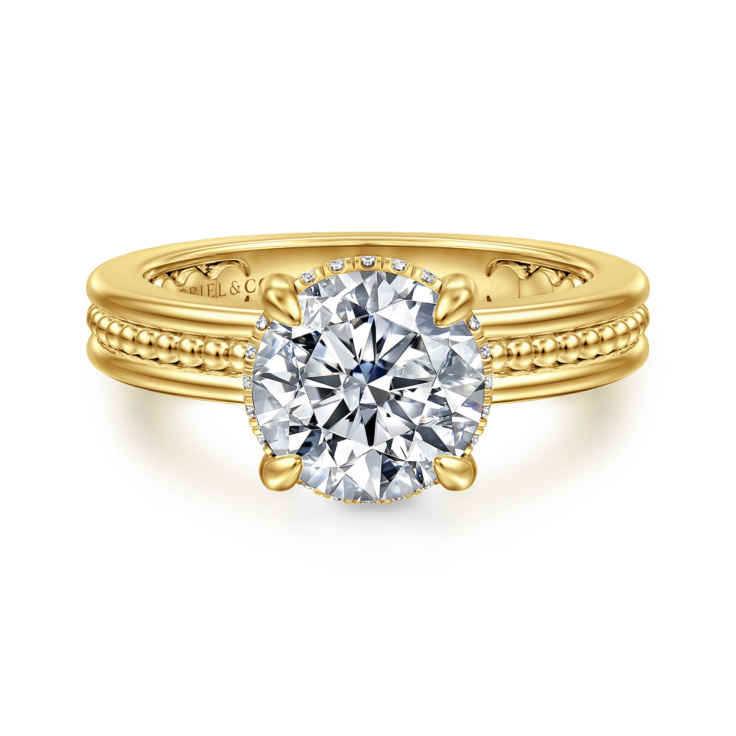 Eniko - 14K Yellow Gold Compass Prong Round Diamond Engagement Ring