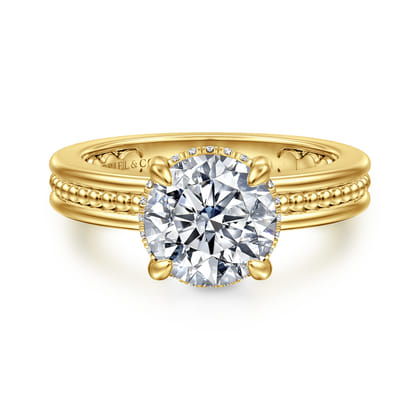 Eniko - 14K Yellow Gold Compass Prong Round Diamond Engagement Ring