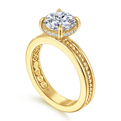 Eniko - 14K Yellow Gold Compass Prong Round Diamond Engagement Ring