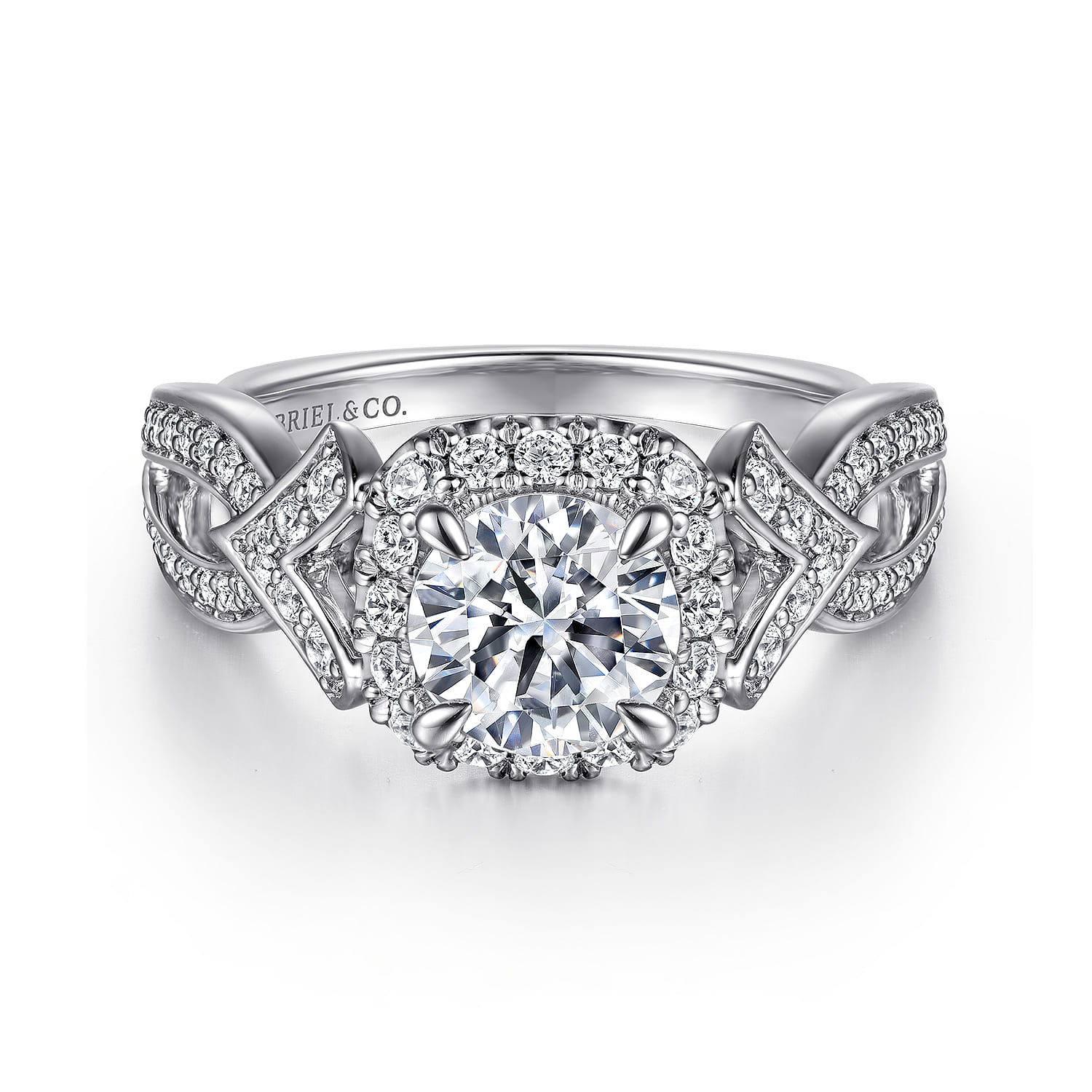 Ensley - 14K White Gold Inspired Halo Diamond Engagement Ring