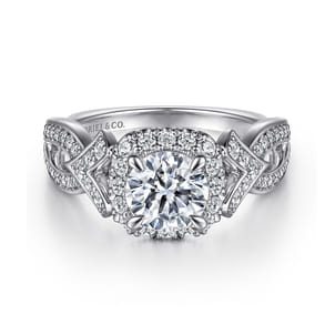 Ensley - 14K White Gold Inspired Halo Diamond Engagement Ring