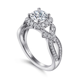Ensley - 14K White Gold Inspired Halo Diamond Engagement Ring