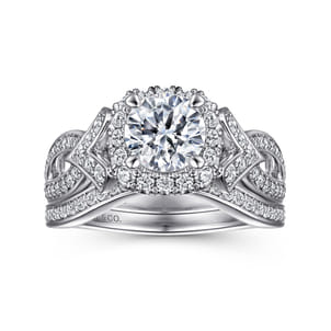 Ensley - 14K White Gold Inspired Halo Diamond Engagement Ring