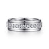 Enzo - 14K White Gold Diamond Men's Wedding Ring in Sand Blast Finish - 0.5 ct