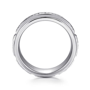 Enzo - 14K White Gold Diamond Men's Wedding Ring in Sand Blast Finish