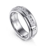 Enzo - 14K White Gold Diamond Men's Wedding Ring in Sand Blast Finish - 0.5 ct