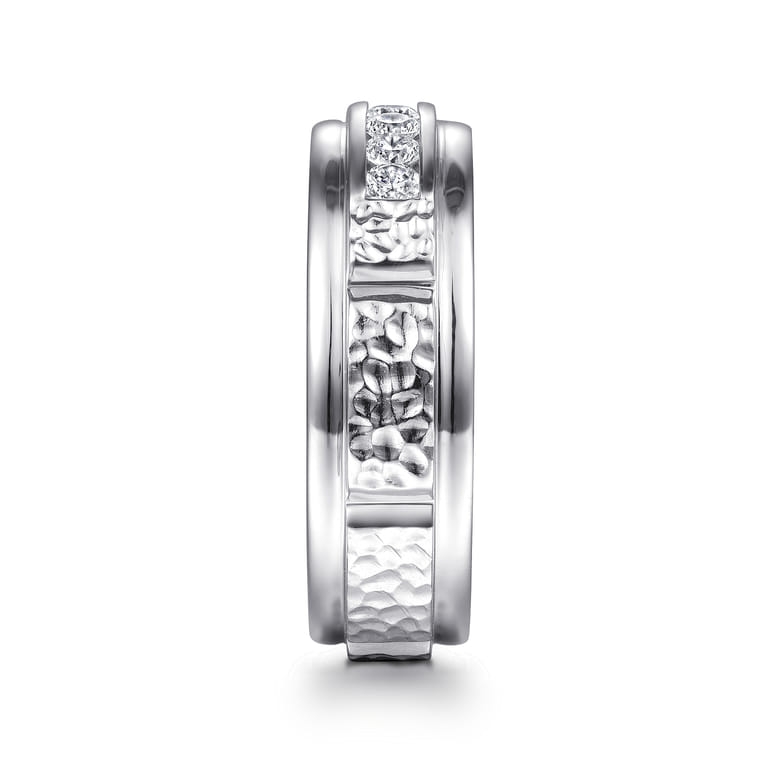 Enzo - 14K White Gold Diamond Men's Wedding Ring in Sand Blast Finish - 0.5 ct - Shot 4