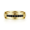 Enzo - 14K Yellow Gold Black Diamond Men's Wedding Ring in Sand Blast Finish - 0.58 ct