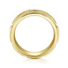 Enzo - 14K Yellow Gold Black Diamond Men's Wedding Ring in Sand Blast Finish - 0.58 ct