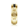 Enzo - 14K Yellow Gold Black Diamond Men's Wedding Ring in Sand Blast Finish - 0.58 ct