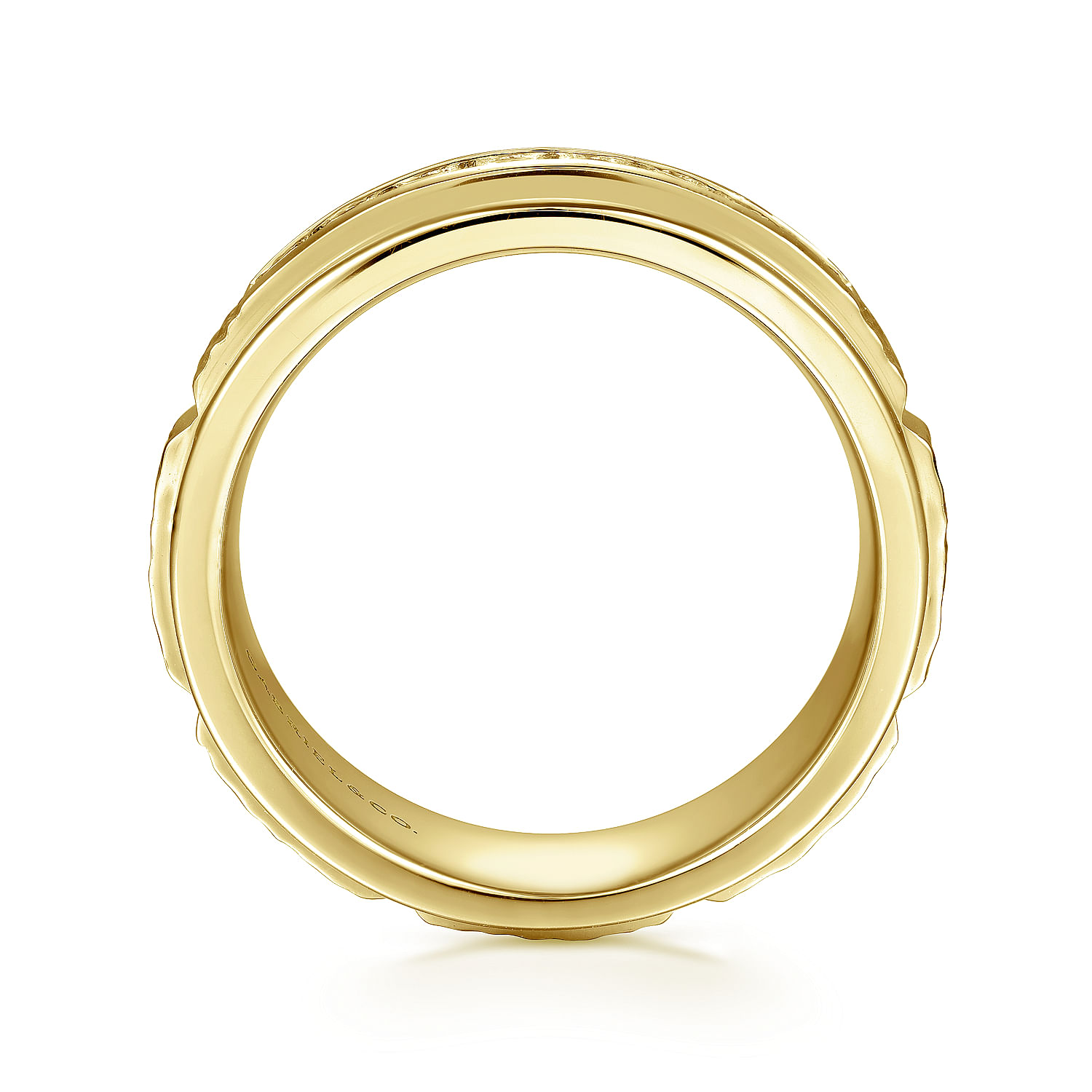 Enzo - 14K Yellow Gold Diamond Men's Wedding Ring in Sand Blast Finish