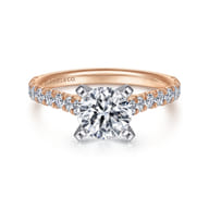 Erica - 14K White-Rose Gold Round Diamond Engagement Ring