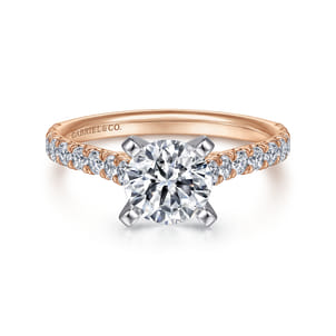 Erica - 14K White-Rose Gold Round Diamond Engagement Ring