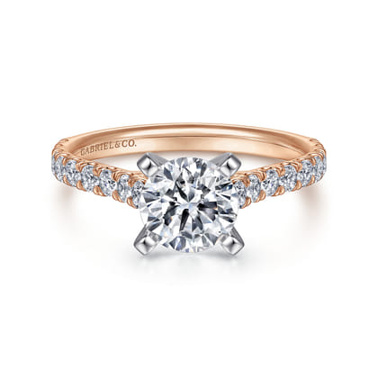 Erica - 14K White-Rose Gold Round Diamond Engagement Ring