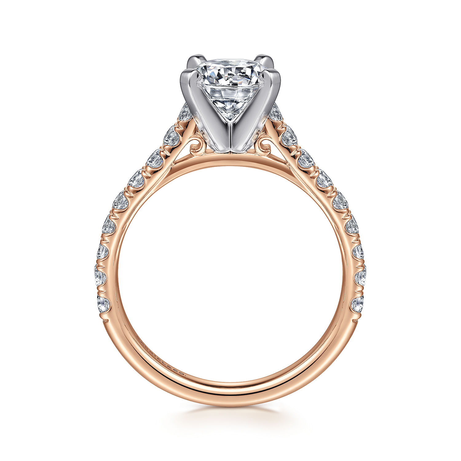 Erica - 14K White-Rose Gold Round Diamond Engagement Ring