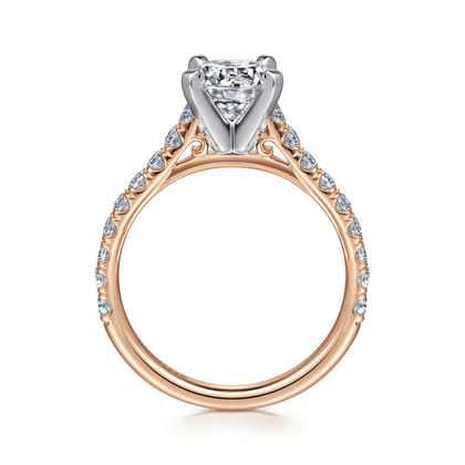 Erica - 14K White-Rose Gold Round Diamond Engagement Ring
