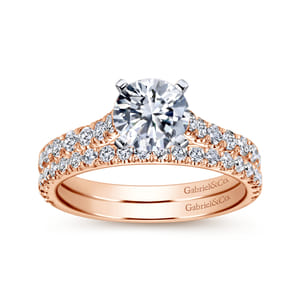 Erica - 14K White-Rose Gold Round Diamond Engagement Ring