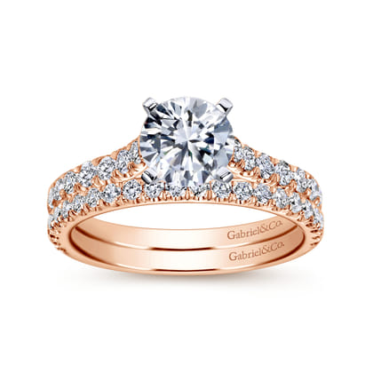 Erica - 14K White-Rose Gold Round Diamond Engagement Ring