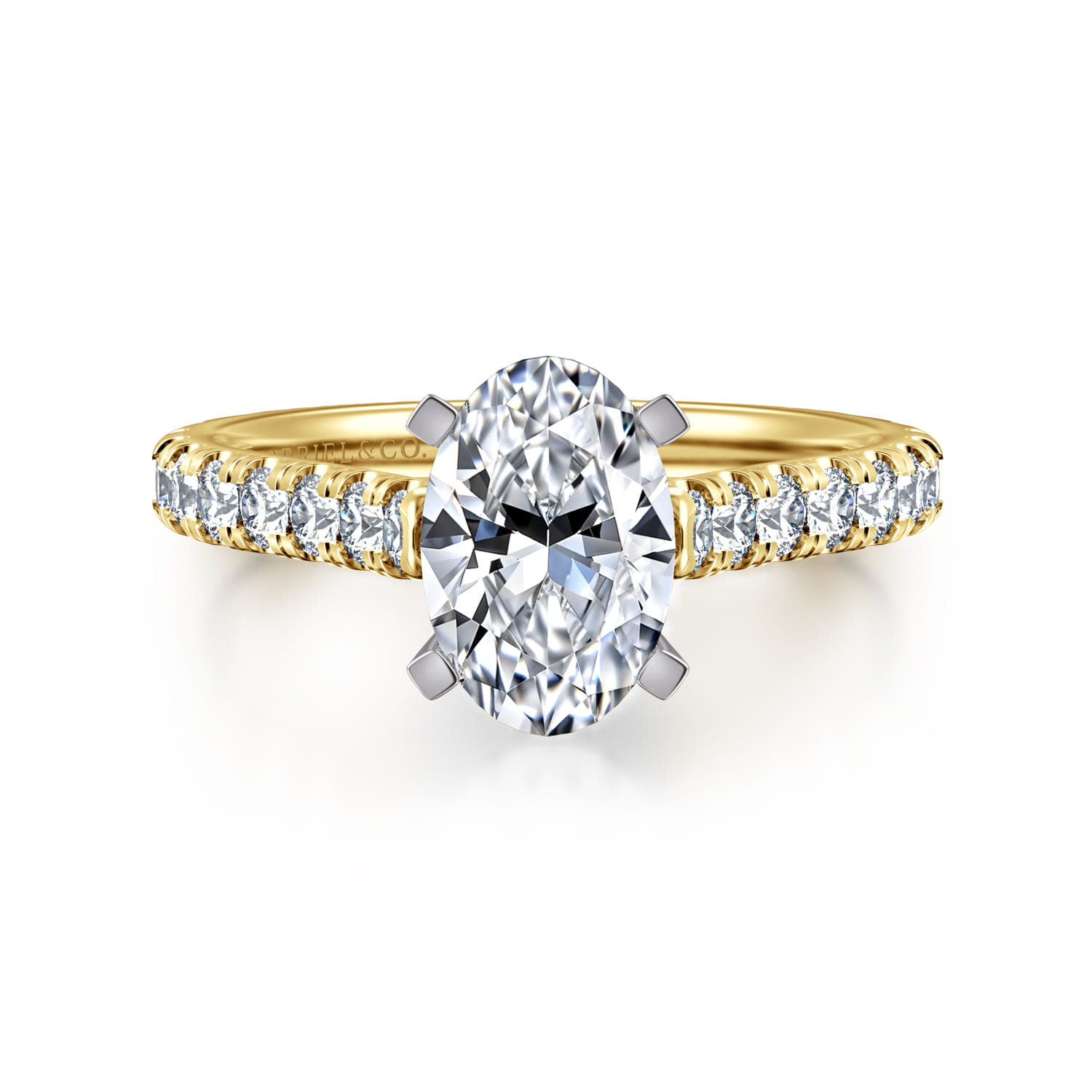 Erica - 14K White-Yellow Gold Oval Diamond Engagement Ring