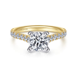 Erica - 14K White-Yellow Gold Round Diamond Engagement Ring