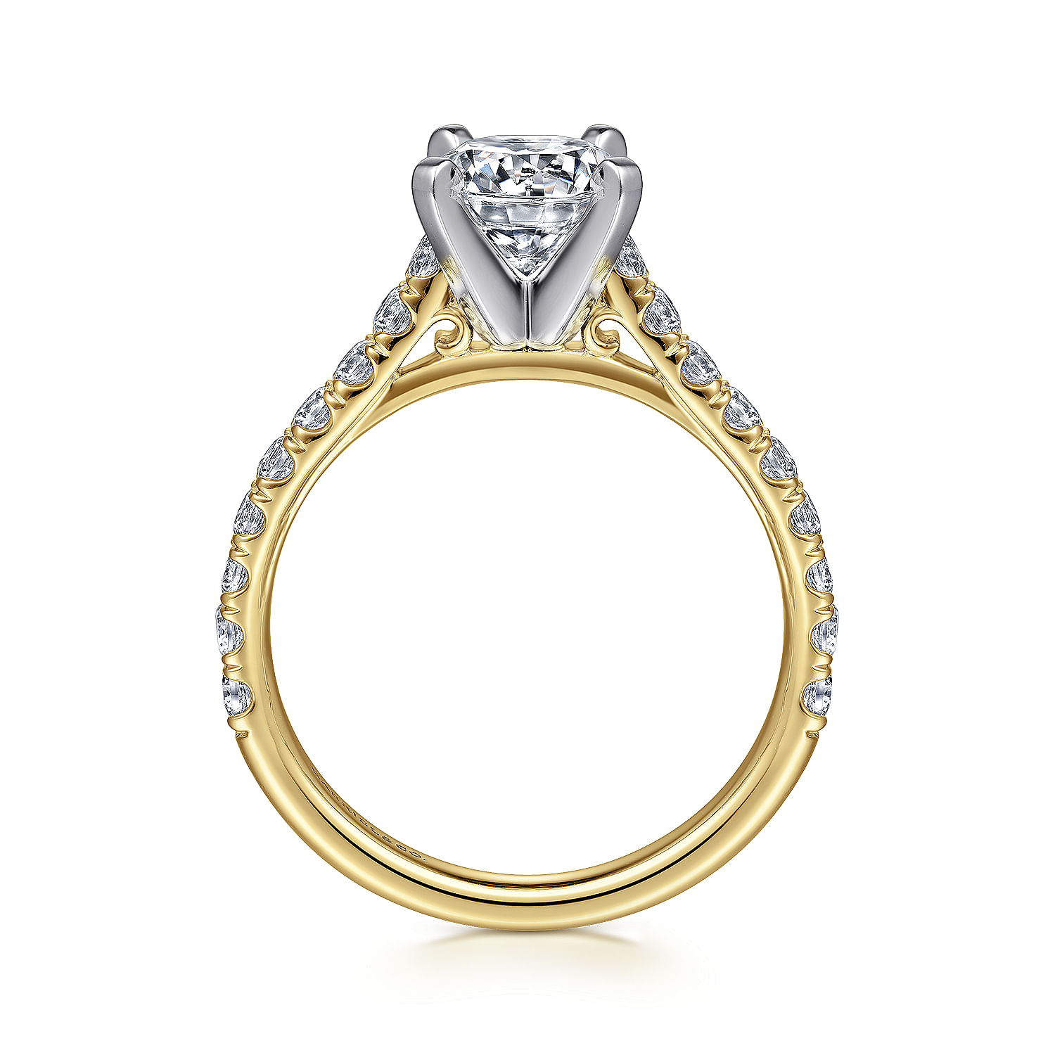 Erica - 14K White-Yellow Gold Round Diamond Engagement Ring - 0.51 ct - Shot 2
