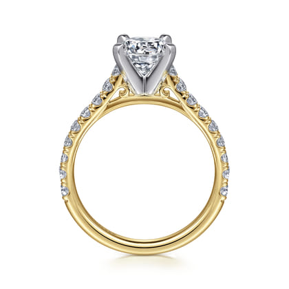 Erica - 14K White-Yellow Gold Round Diamond Engagement Ring