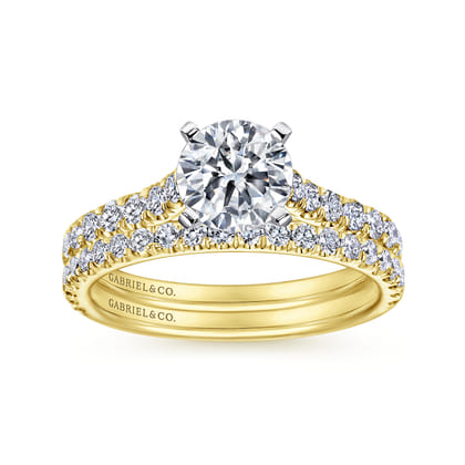 Erica - 14K White-Yellow Gold Round Diamond Engagement Ring