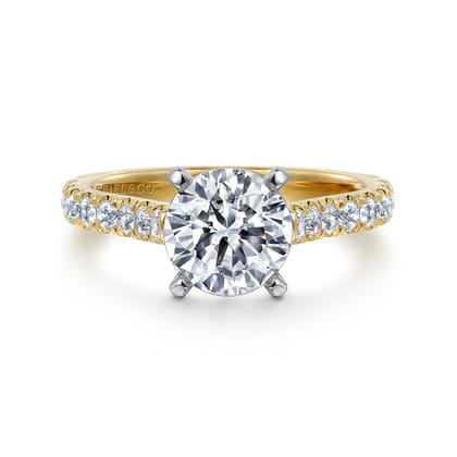 Erica - 14K White-Yellow Gold Round Diamond Engagement Ring