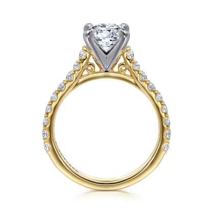 Erica - 14K White-Yellow Gold Round Diamond Engagement Ring