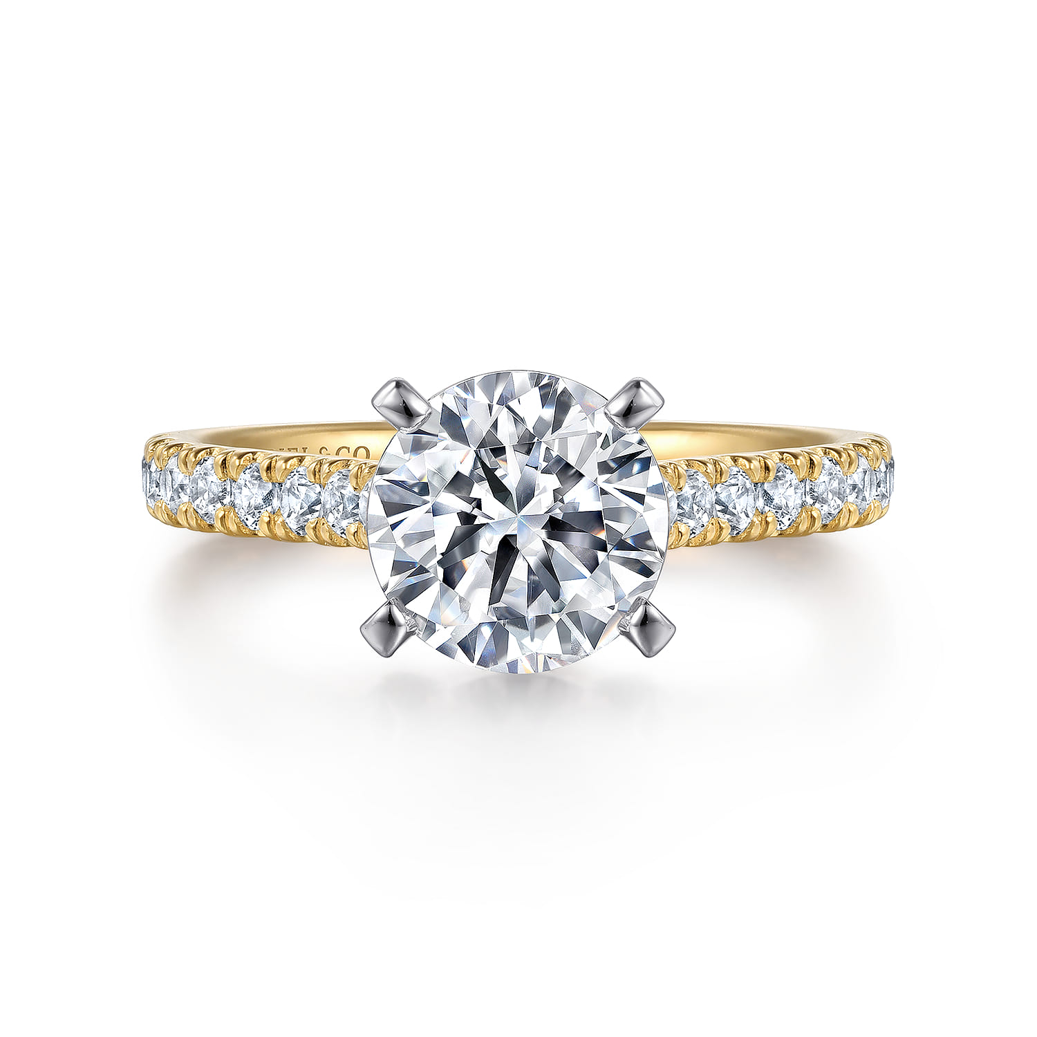 Erica - 14K White-Yellow Gold Round Diamond Engagement Ring