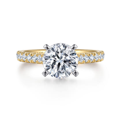 Erica - 14K White-Yellow Gold Round Diamond Engagement Ring