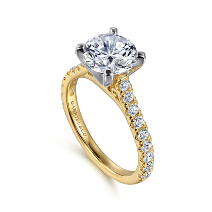 Erica - 14K White-Yellow Gold Round Diamond Engagement Ring