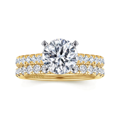 Erica - 14K White-Yellow Gold Round Diamond Engagement Ring