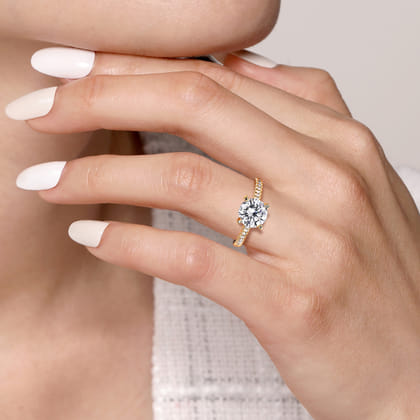 Erica - 14K White-Yellow Gold Round Diamond Engagement Ring