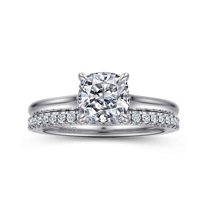 Ericka - 14K White Gold Cushion Cut Diamond Engagement Ring