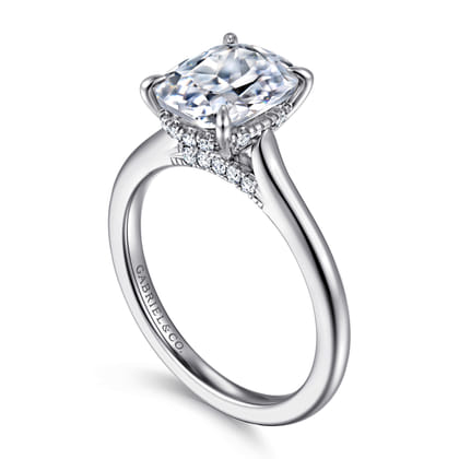 Ericka - 14K White Gold Elongated Cushion Diamond Engagement Ring