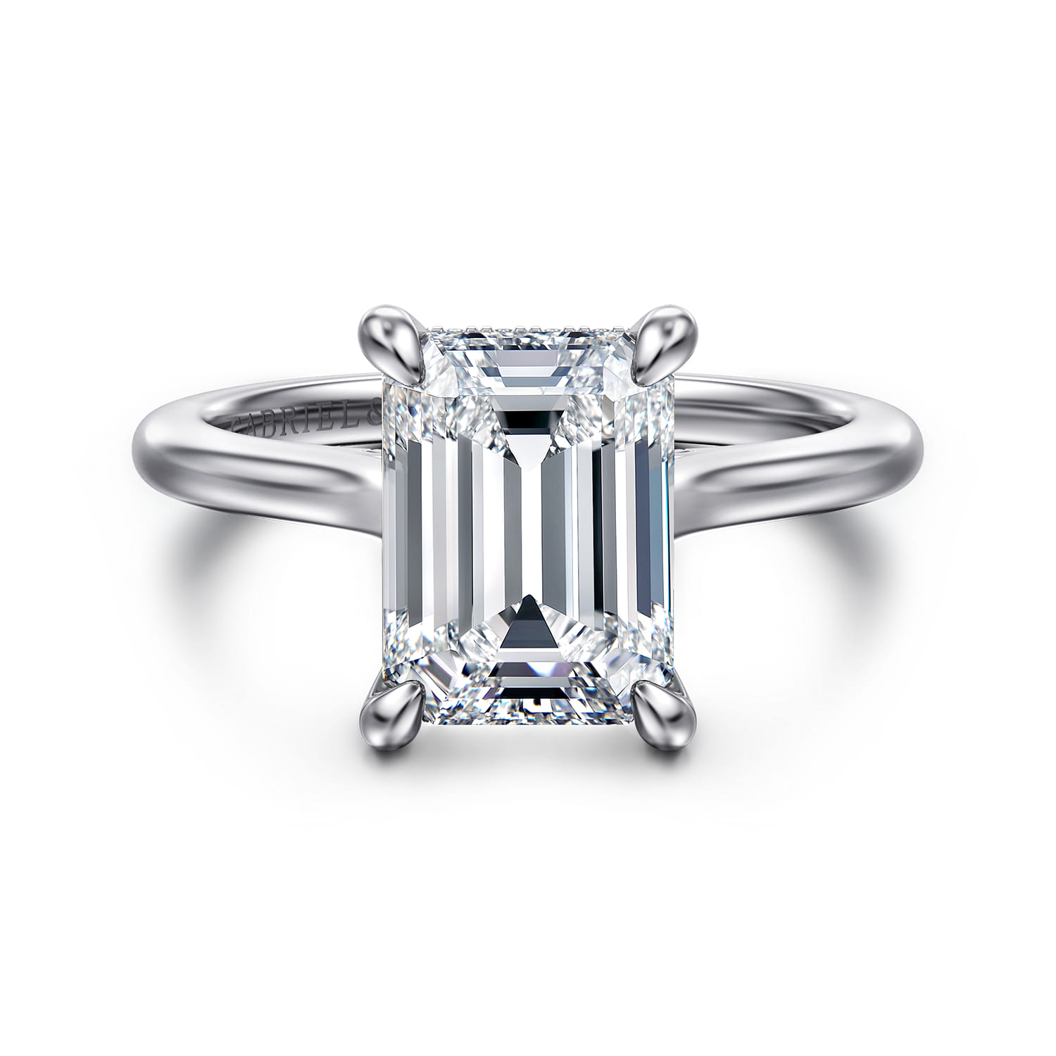 Ericka - 14K White Gold Emerald Cut Diamond Engagement Ring