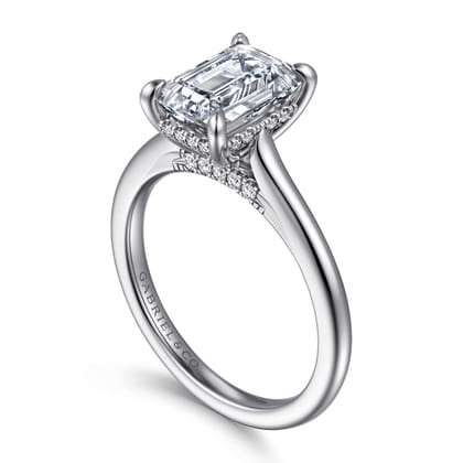 Ericka - 14K White Gold Emerald Cut Diamond Engagement Ring