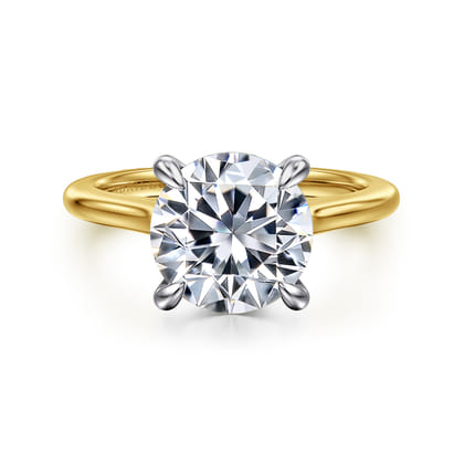 Ericka - 14K White-Yellow Gold Round Diamond Engagement Ring