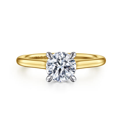 Ericka - 14K White-Yellow Gold Round Diamond Engagement Ring
