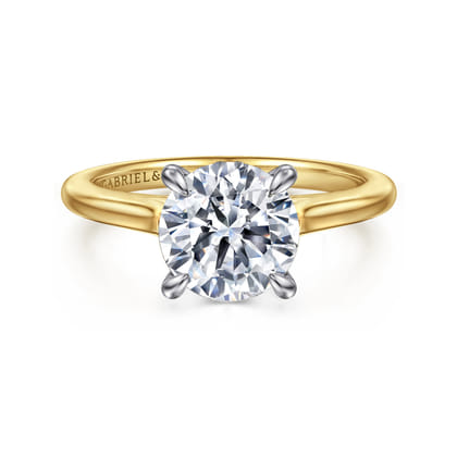 Ericka - 14K White-Yellow Gold Round Diamond Engagement Ring