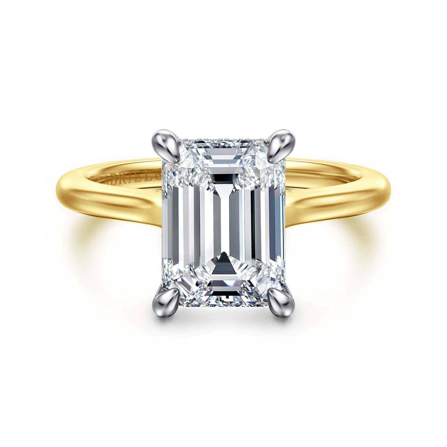 Ericka - 14K White and Yellow Gold Emerald Cut Diamond Engagement Ring