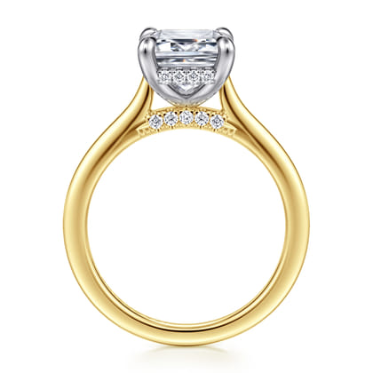 Ericka - 14K White and Yellow Gold Emerald Cut Diamond Engagement Ring