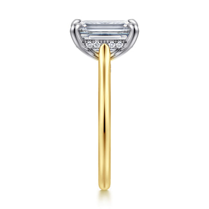 Ericka - 14K White and Yellow Gold Emerald Cut Diamond Engagement Ring